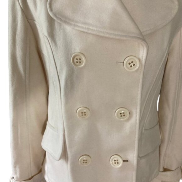 Guess Trench Coat NWOT Wool Off-White Lined Double Breasted w Collar, size XL - Picture 6 of 13